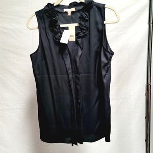 Black silk sleeveless blouse